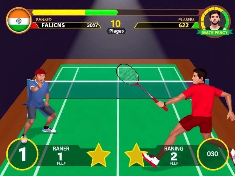 Fierce Forehand Fighter gameplay screenshot showing badminton action